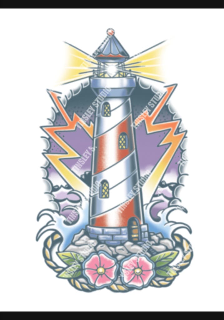 color lighthouse tattoo